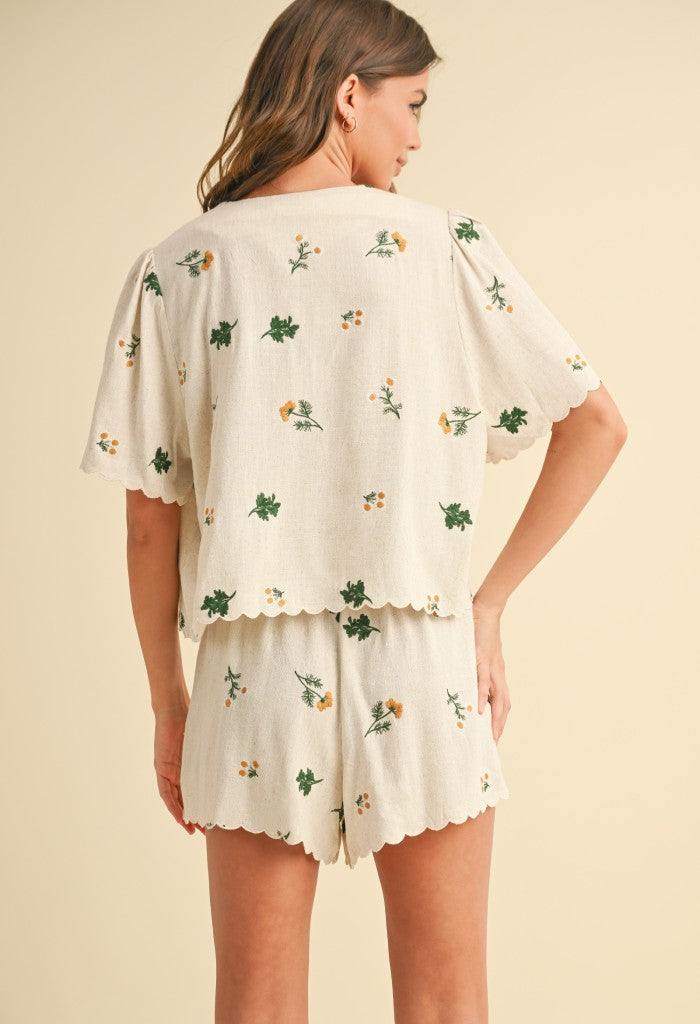 KK Bloom Fern Tie Front Top