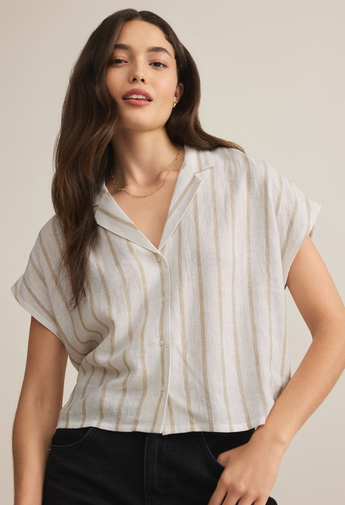 Z Supply Parallel Button Down Top-Cement