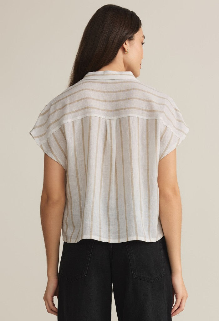 Z Supply Parallel Button Down Top-Cement