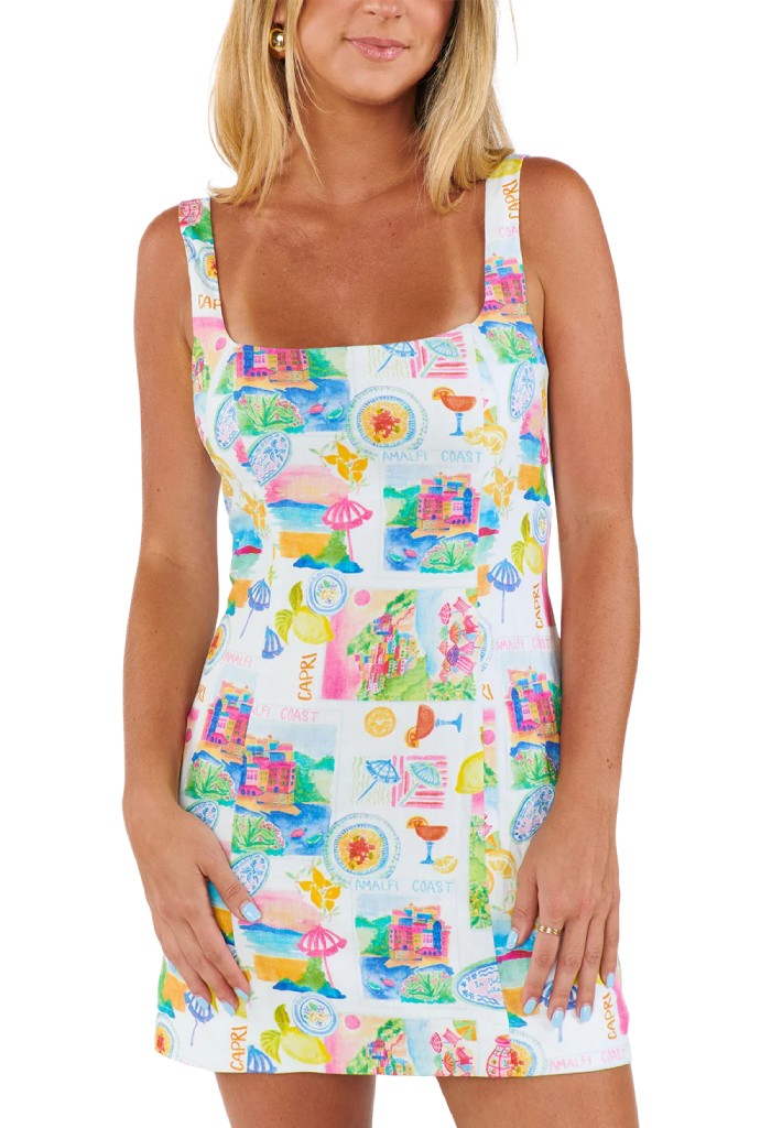 Show Me Your Mumu Steph Mini Dress-Amalfi Coast Linen