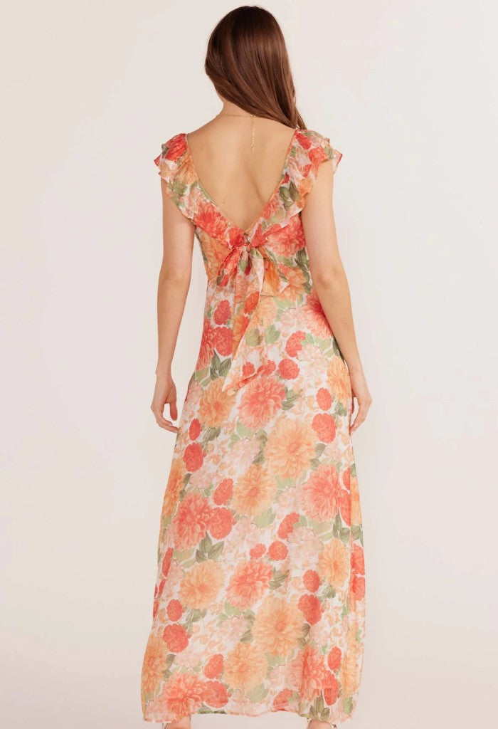 Minkpink Aida Frill Maxi Dress-Apricot Floral