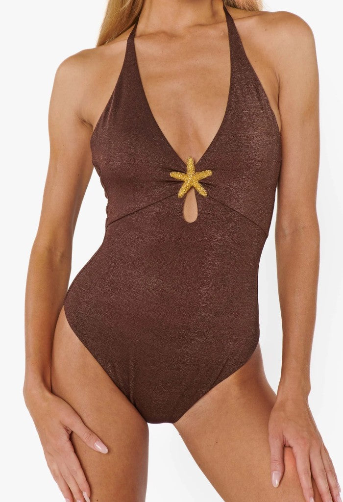 Show Me Your Mumu Corsica One Piece-Cinnamon Shimmer w/ Starfish