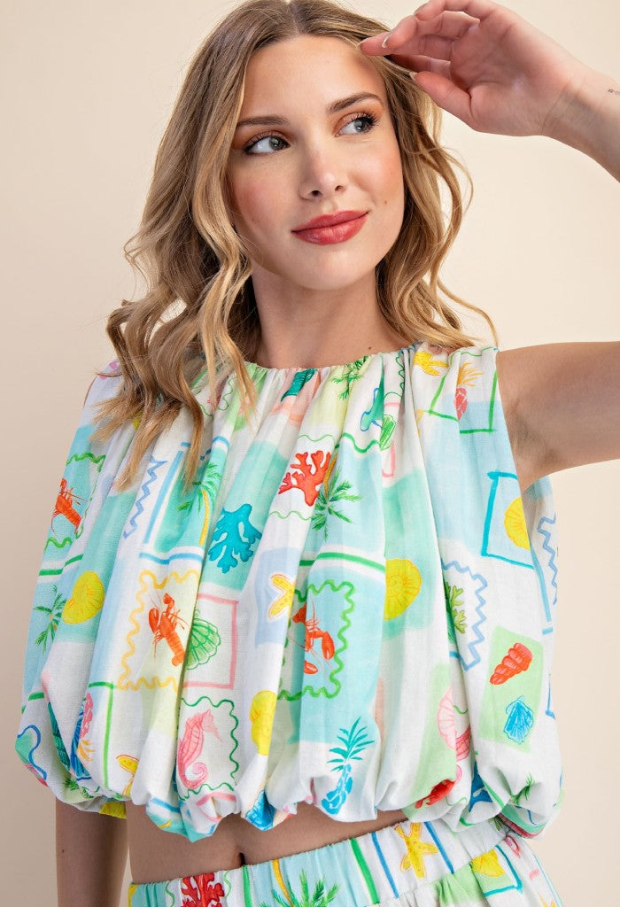 KK Bloom Coastal Dream Pleated Top