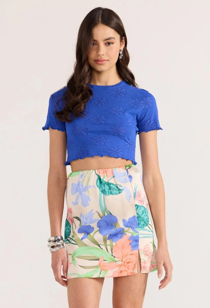 Minkpink Bowie Pointelle Knit Tee-Royal Blue