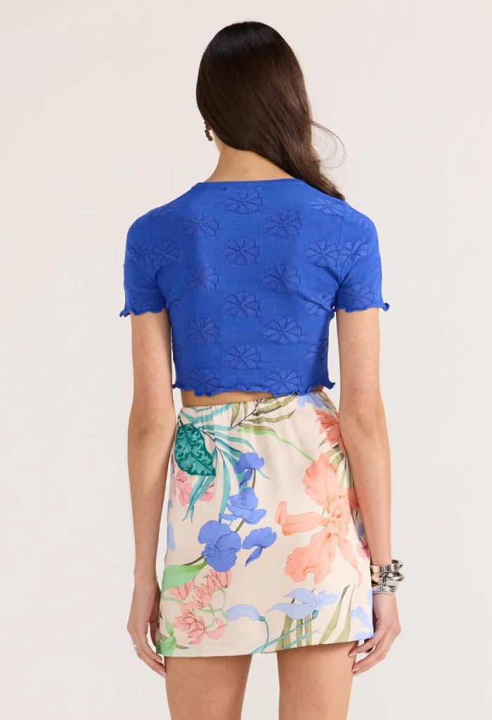 Minkpink Bowie Pointelle Knit Tee-Royal Blue