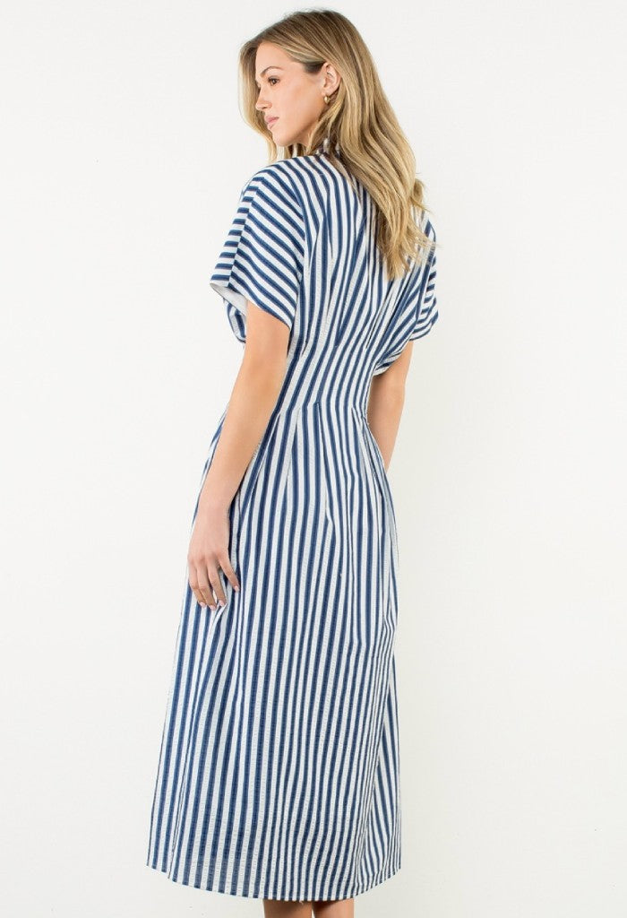 THML Natalie Midi Dress-Navy Stripe