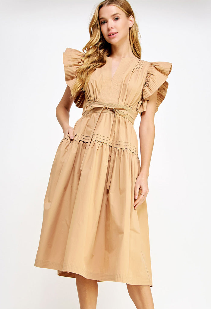 KK Bloom Marissa Midi Dress-Tan