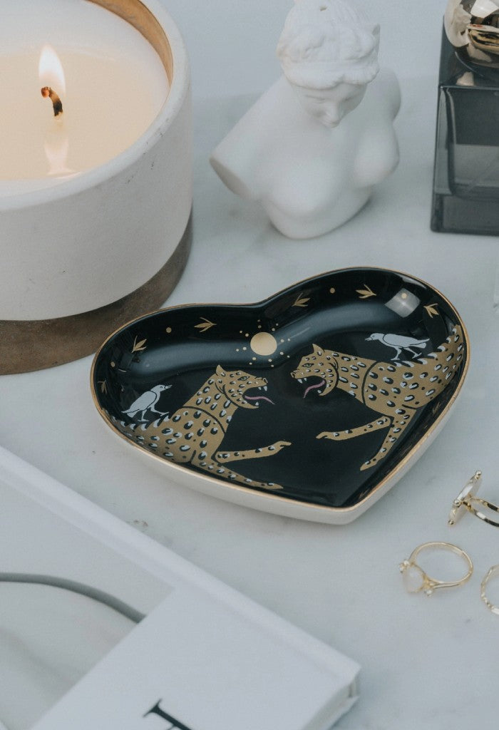 KK Bloom Leopard Horizon Heart Dish