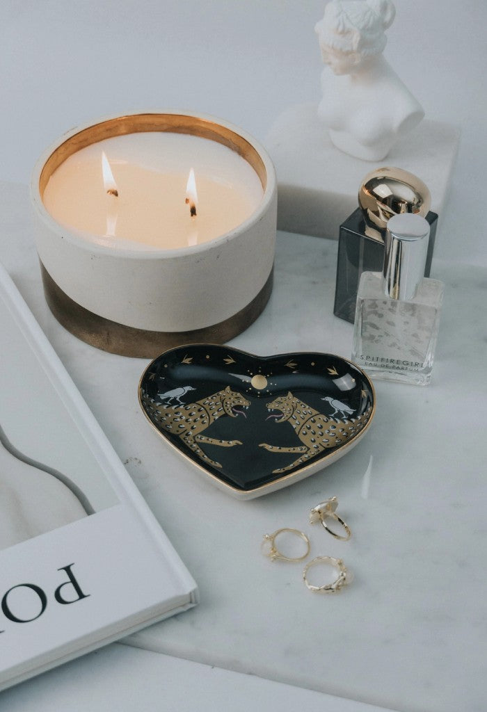 KK Bloom Leopard Horizon Heart Dish