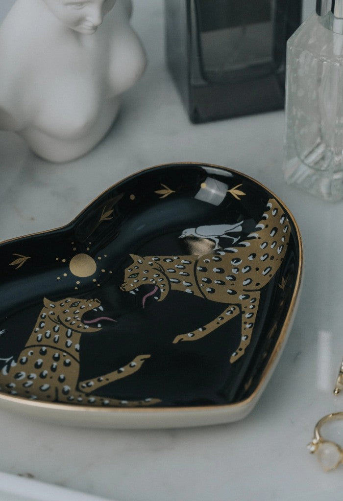 KK Bloom Leopard Horizon Heart Dish