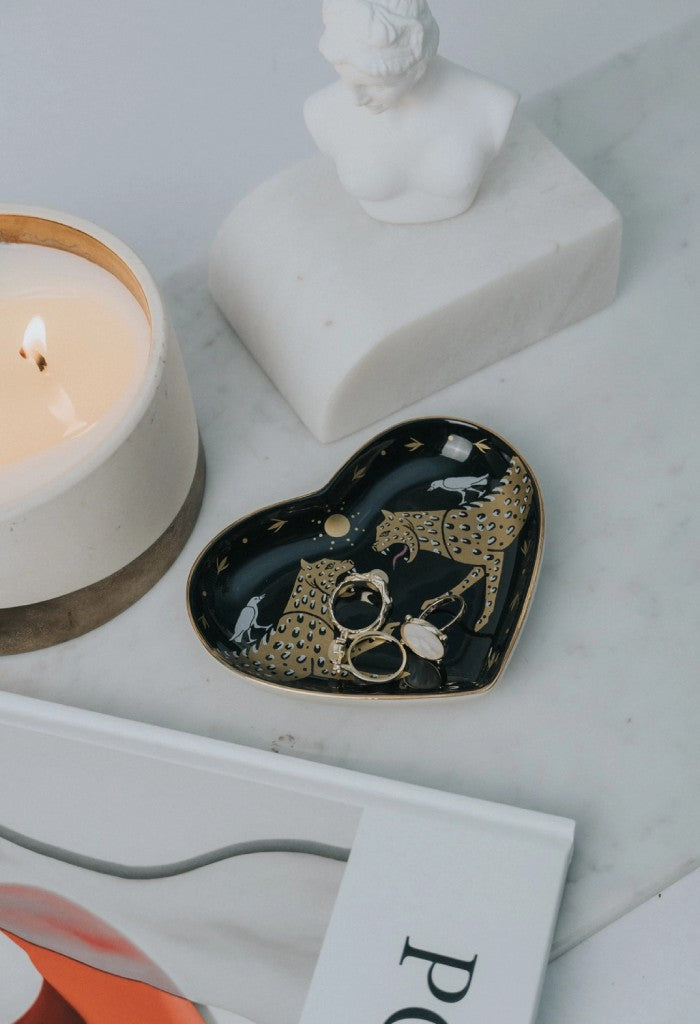 KK Bloom Leopard Horizon Heart Dish