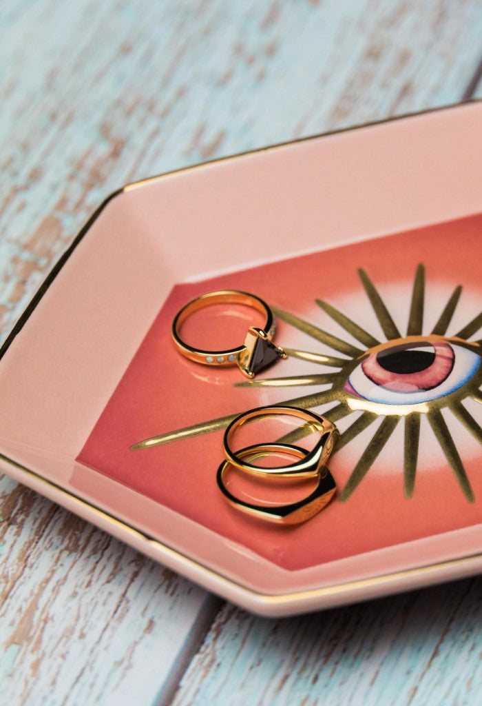 KK Bloom Evil Eye Trinket Dish-Pink