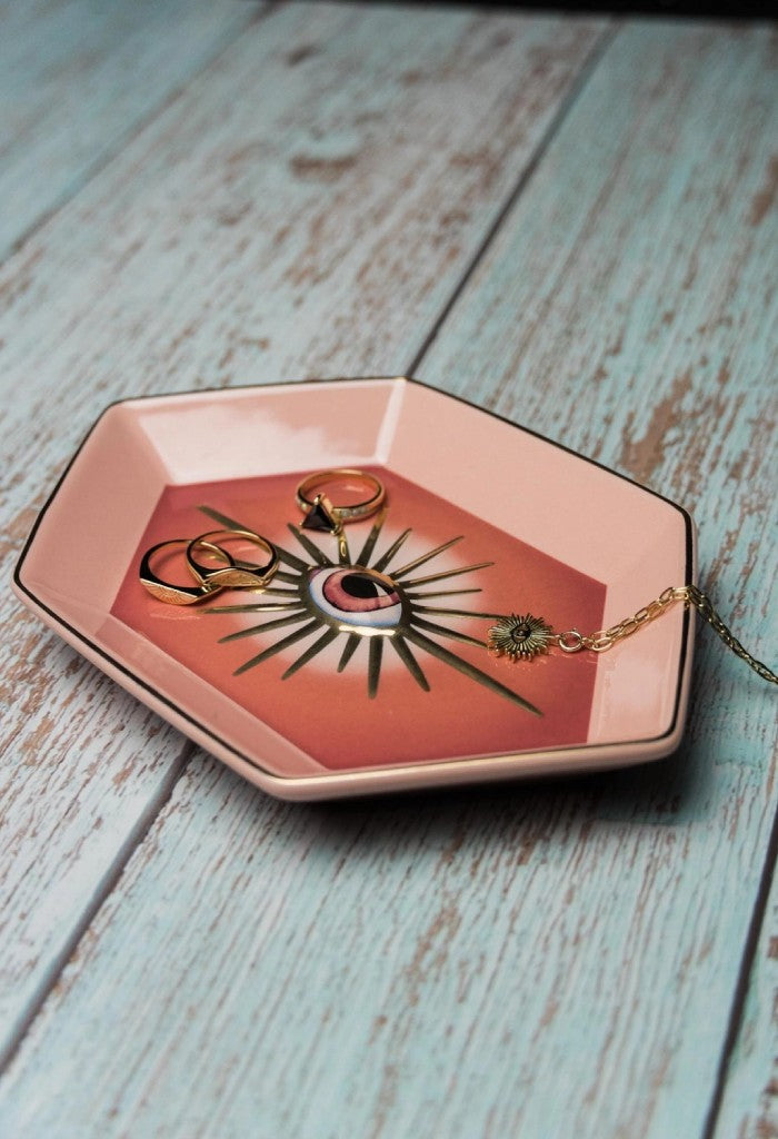 KK Bloom Evil Eye Trinket Dish-Pink