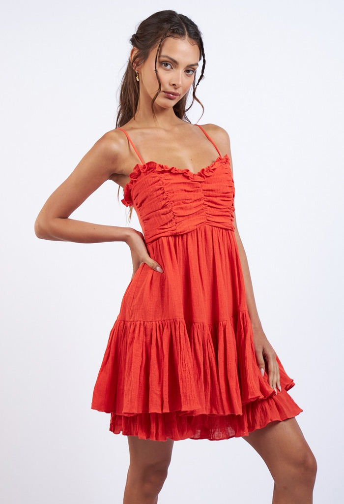 KK Bloom Barcelona Mini Dress-Tomato