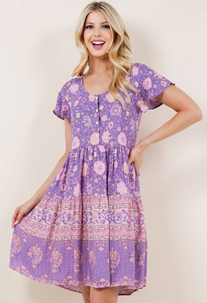 KK Bloom Lavender Field Mini Dress