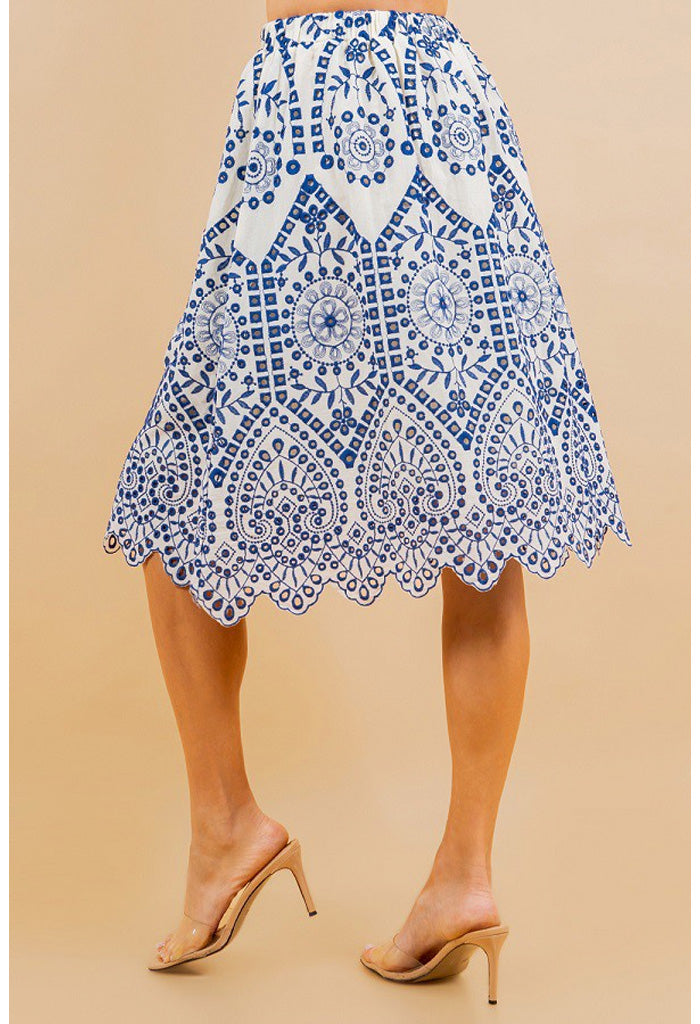 KK Bloom Camilla Midi Skirt-Blue