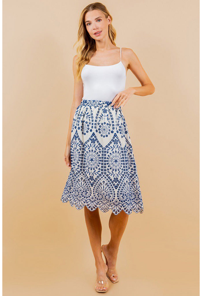 KK Bloom Camilla Midi Skirt-Blue