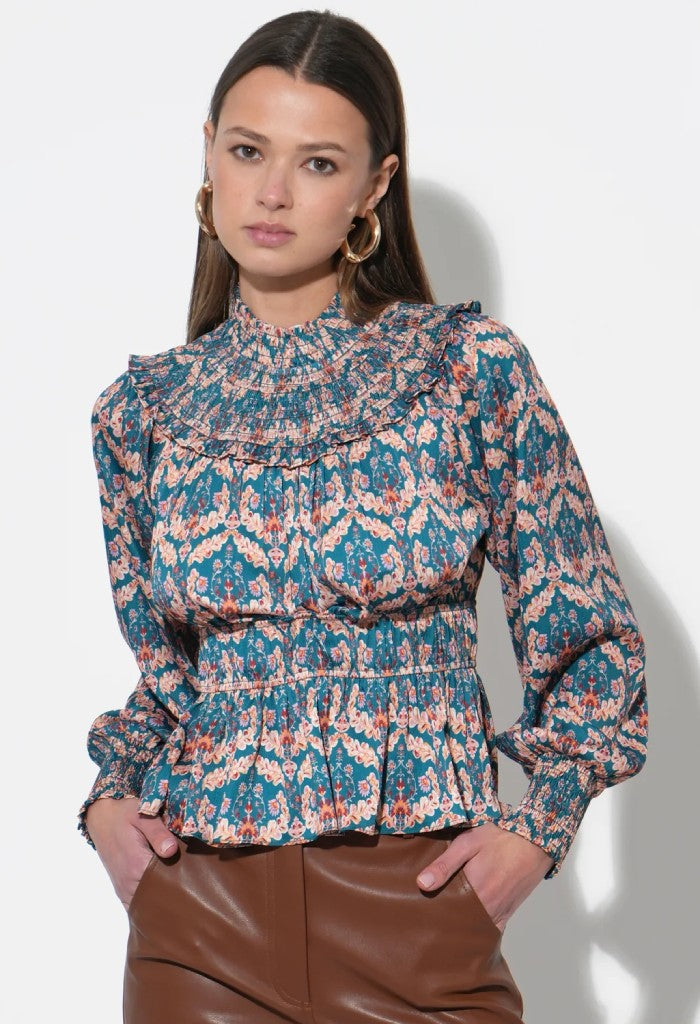 Adelyn Rae Melodie Smocked Waist Blouse