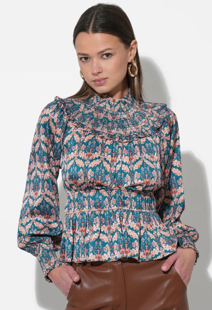 Adelyn Rae Melodie Smocked Waist Blouse