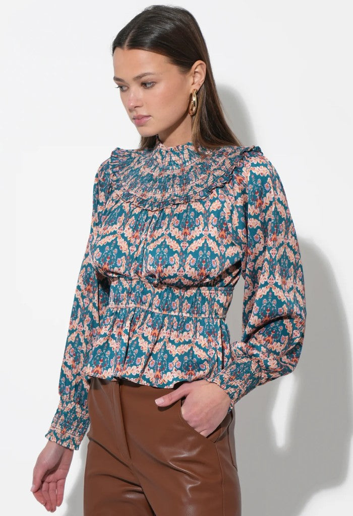 Adelyn Rae Melodie Smocked Waist Blouse