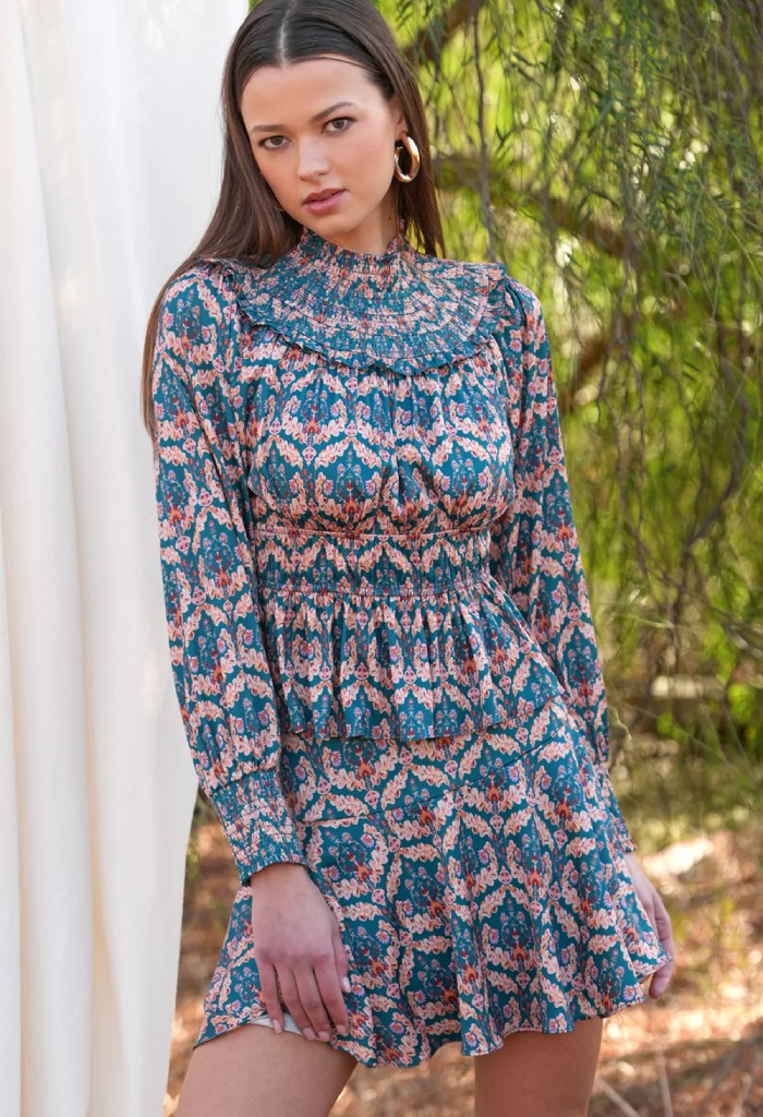 Adelyn Rae Melodie Smocked Waist Blouse