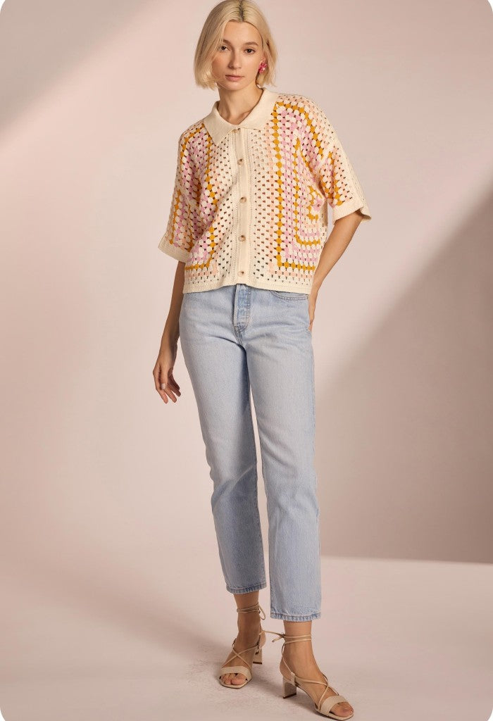 KK Bloom England Knit Top-Buttercream Pink