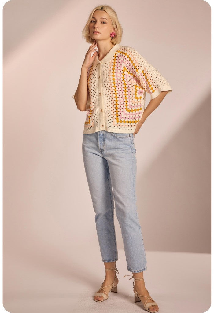 KK Bloom England Knit Top-Buttercream Pink