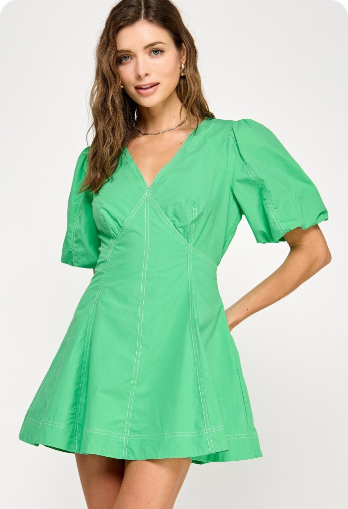 KK Bloom Honey Dew Mini Dress-Emerald