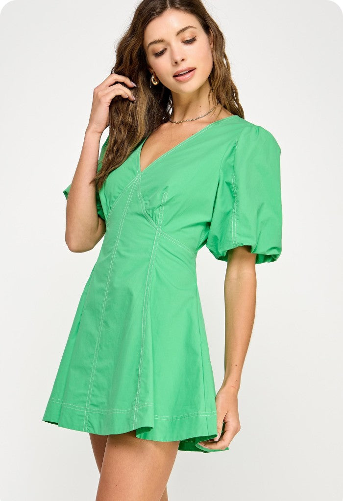 KK Bloom Honey Dew Mini Dress-Emerald