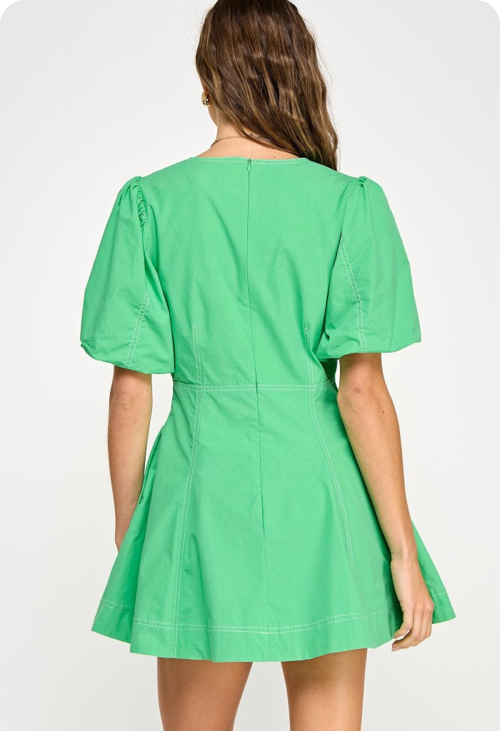 KK Bloom Honey Dew Mini Dress-Emerald