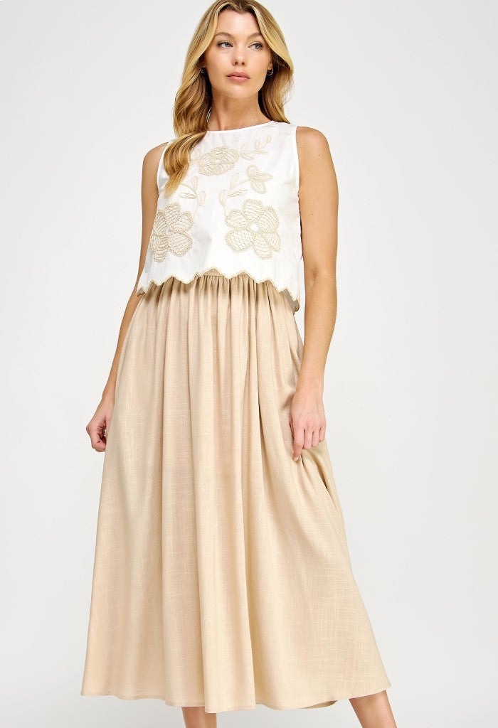 KK Bloom Wisteria Midi Dress-Dreamy Taupe