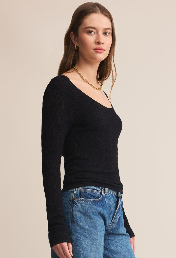 Z Supply Tibi Scoop Mesh Sweater-Black