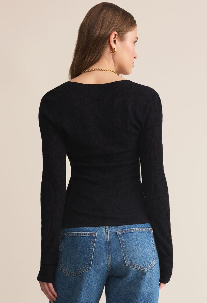 Z Supply Tibi Scoop Mesh Sweater-Black