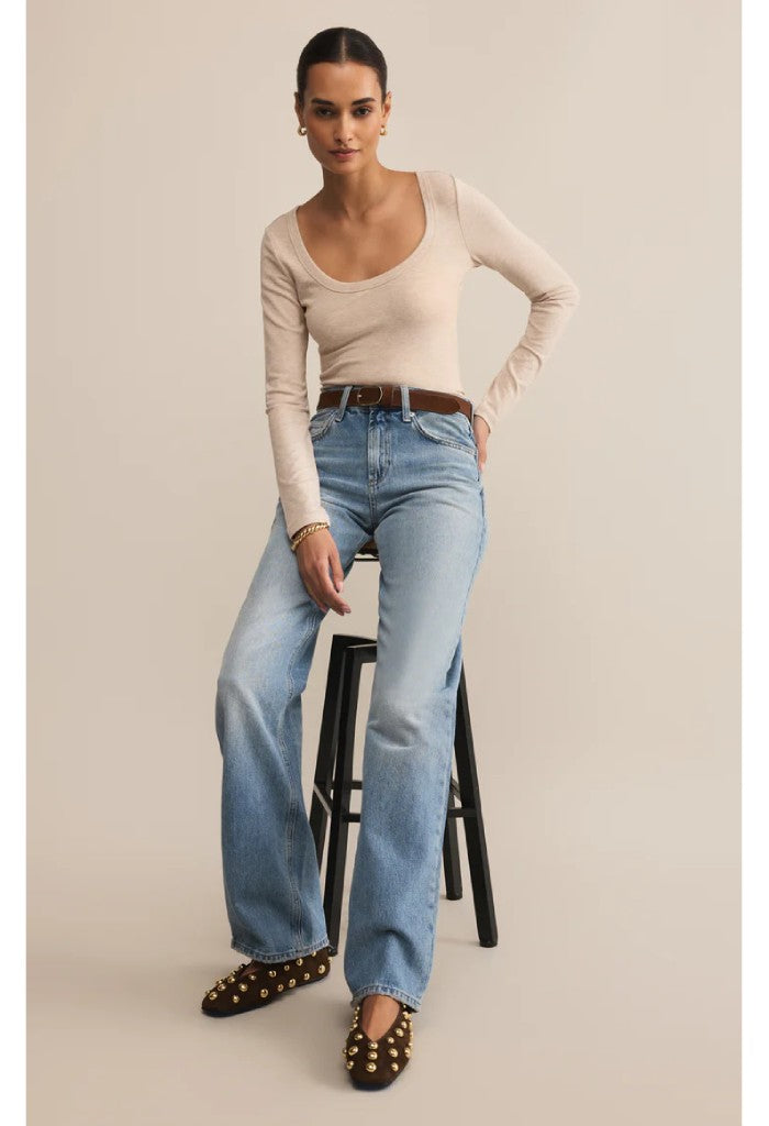 Z Supply Second Skin Scoop Neck Top-Oatmeal Heather