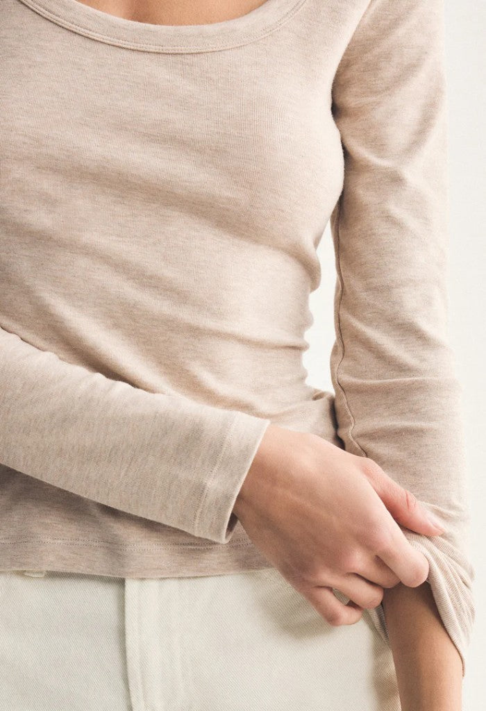 Z Supply Second Skin Scoop Neck Top-Oatmeal Heather