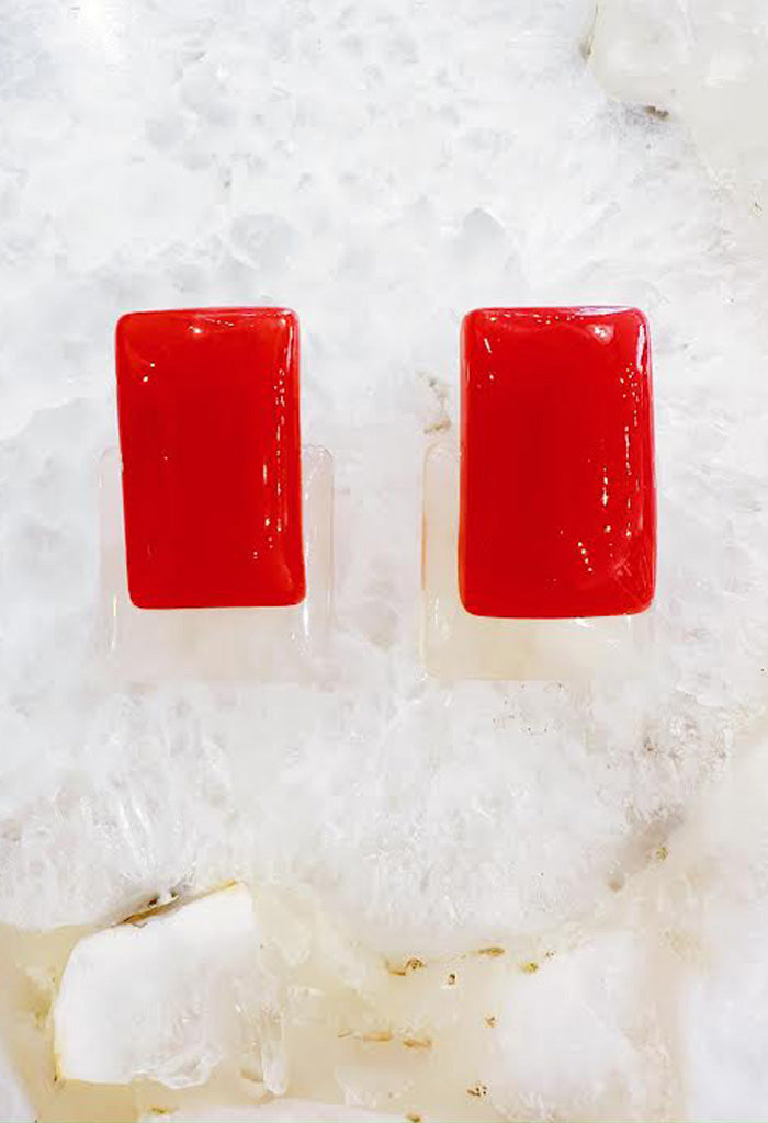 KK Bloom Block Candy Statement Studs-Red