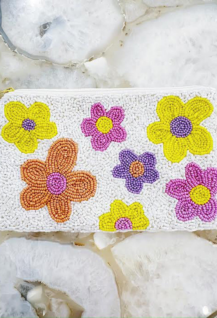 KK Bloom Miss Daisy Beaded Wallet Clutch