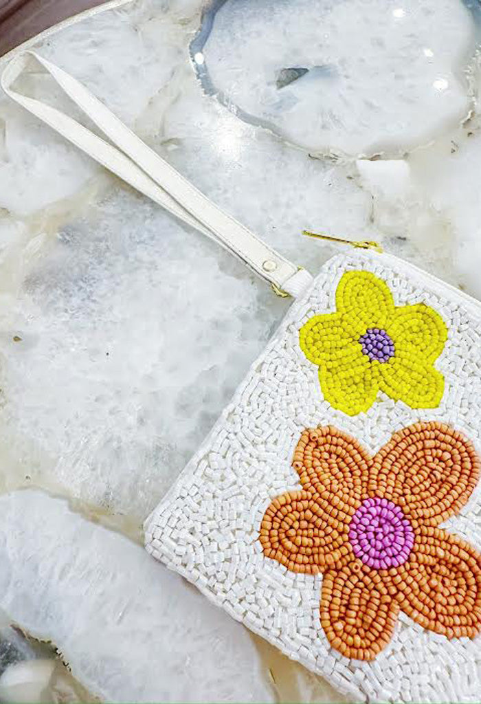 KK Bloom Miss Daisy Beaded Wallet Clutch