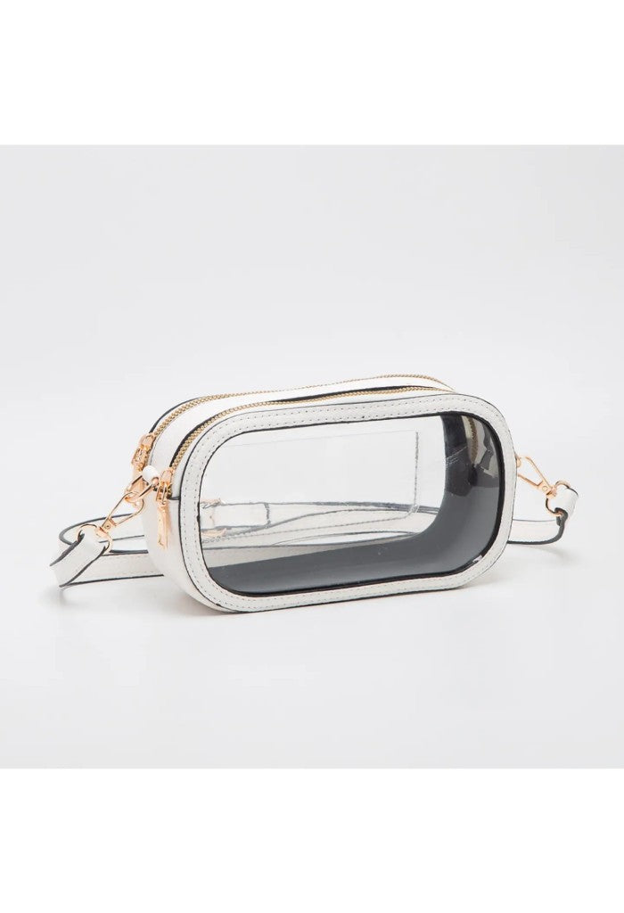 KK Bloom Olivia Clear Stadium Bag-White