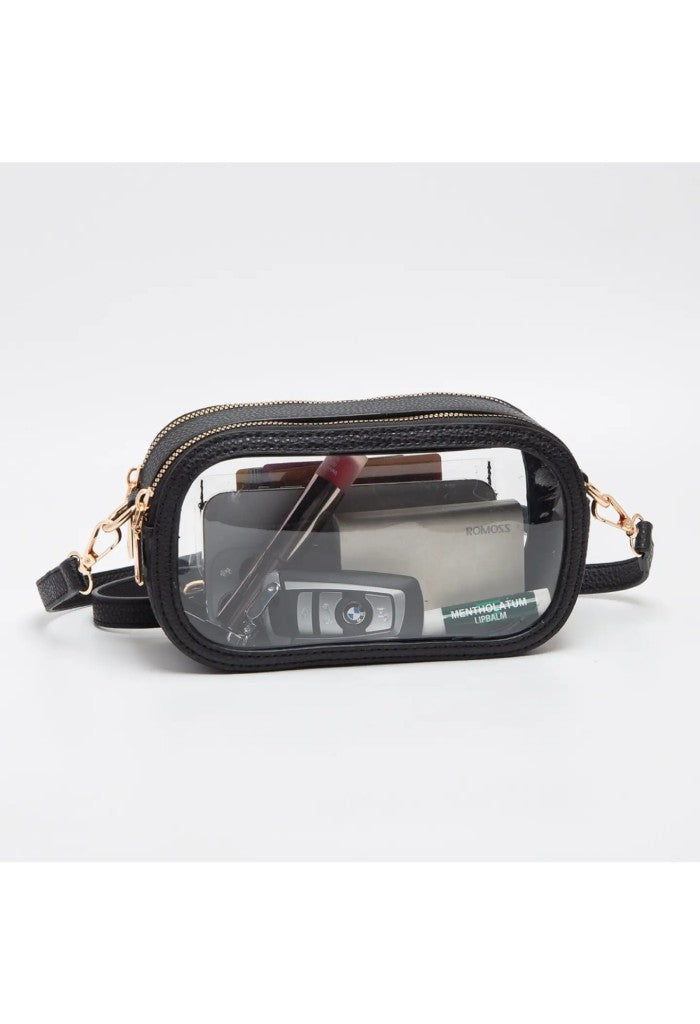 KK Bloom Olivia Clear Stadium Bag-Black