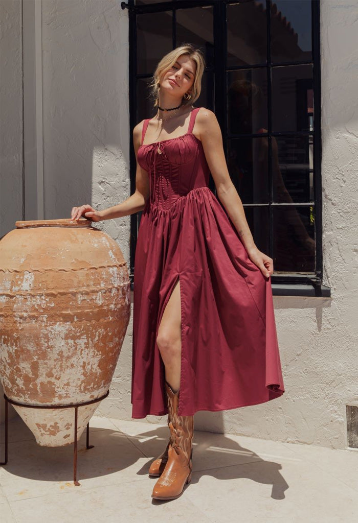 KK Bloom Daphne Maxi Dress-Wine