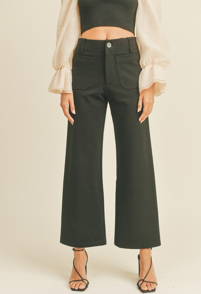 KK Bloom Olivia Ponte Crop Pants-Black