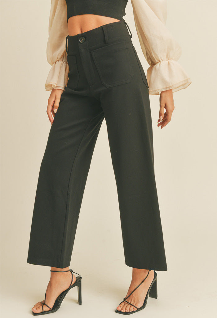 KK Bloom Olivia Ponte Crop Pants-Black