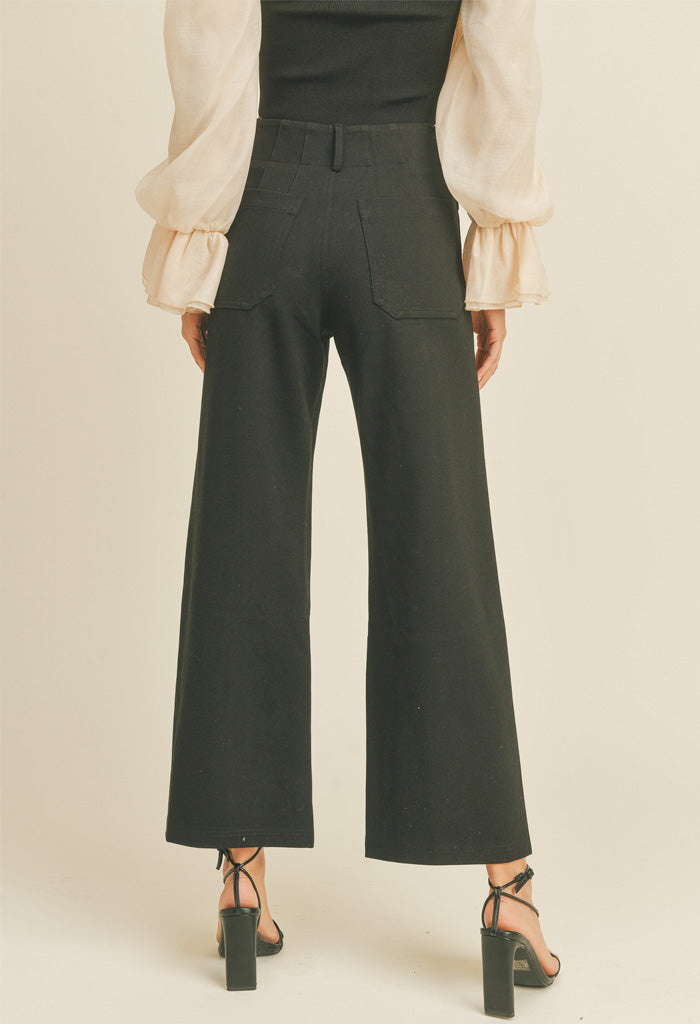 KK Bloom Olivia Ponte Crop Pants-Black