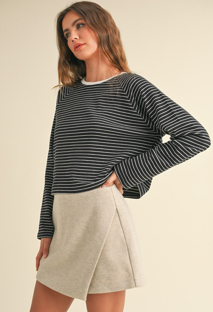 KK Bloom Emma Knit Top-Black/White Stripe