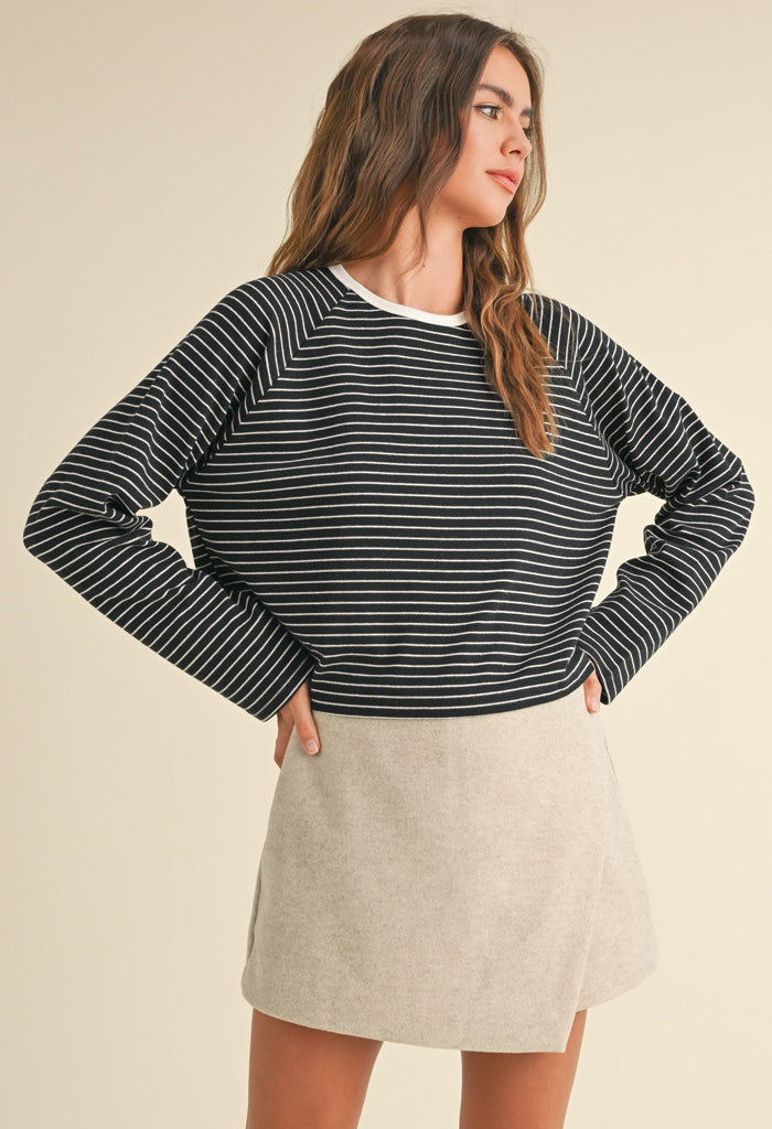 KK Bloom Emma Knit Top-Black/White Stripe