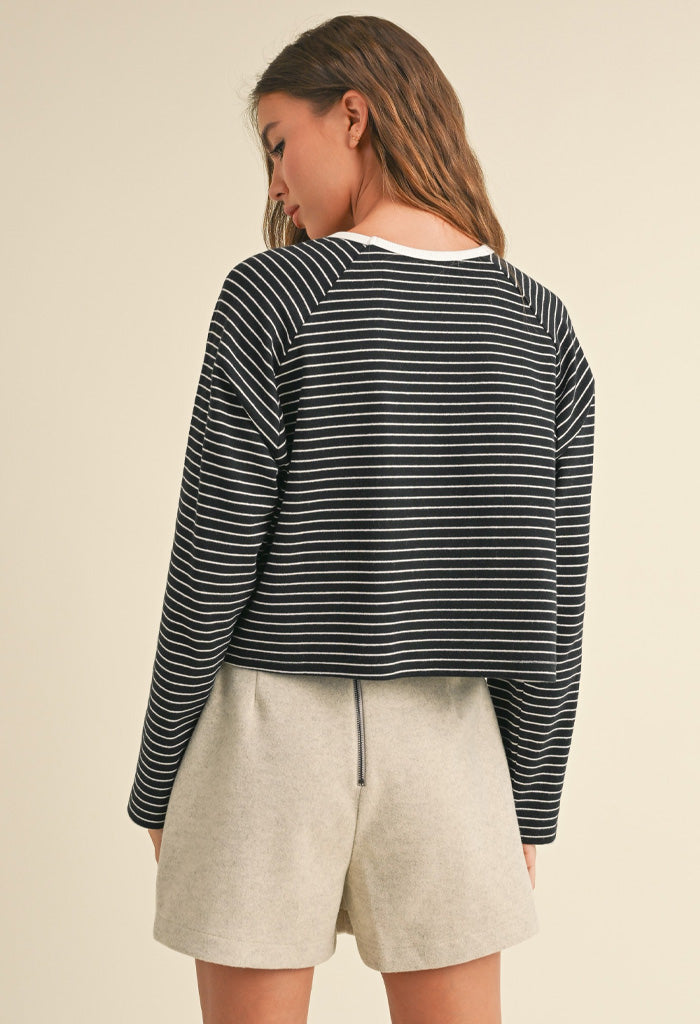 KK Bloom Emma Knit Top-Black/White Stripe