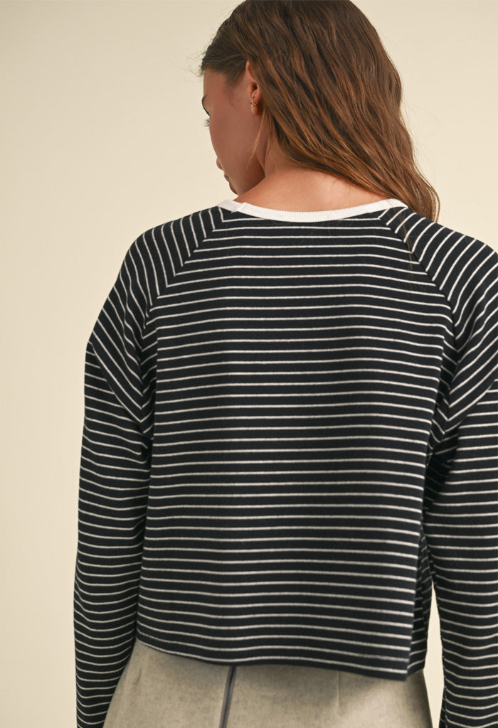 KK Bloom Emma Knit Top-Black/White Stripe