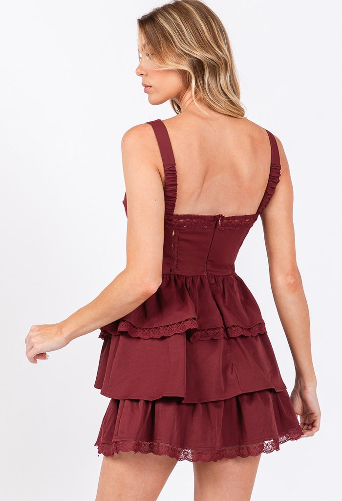 KK Bloom Kammie Mini Dress-Wine