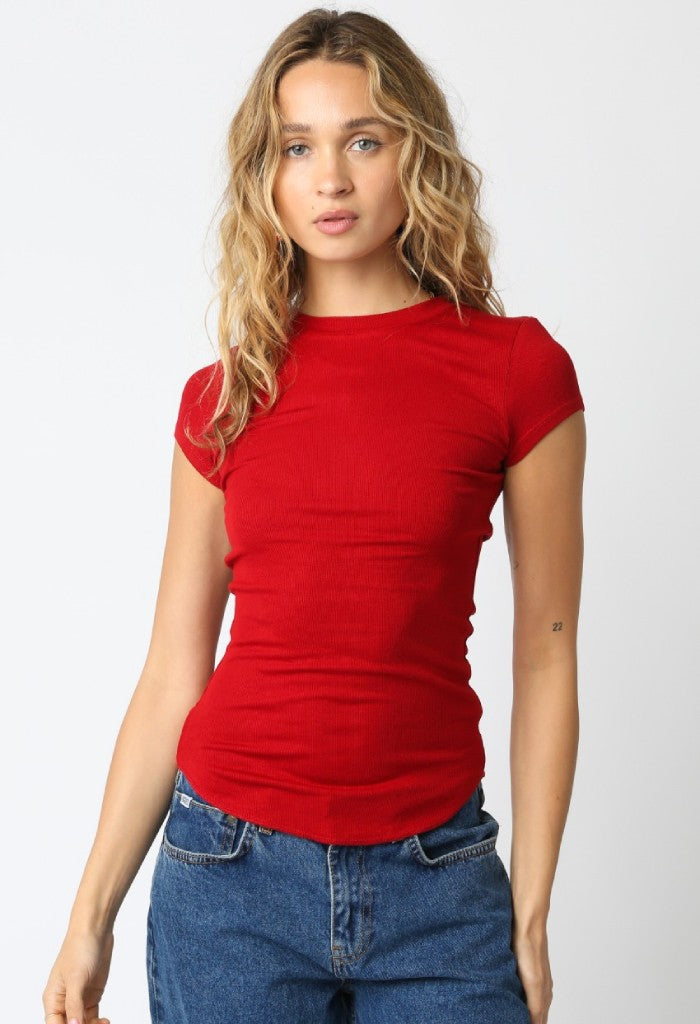 KK Bloom Perfect Rib Tee-Red